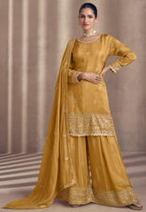 Designer Yellow exclusive dress with detailed embroidery with thread work